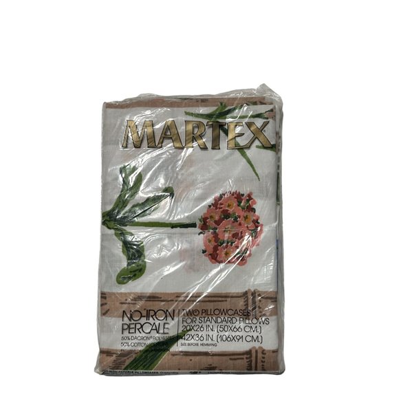 Vintage Martex 2 Standard Pillowcase Flowers New in Package Spring Tulips Unisex - Picture 4 of 9